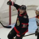 Senators' Adam Gaudette Cuts Through Flyers' Defence Before Burying Backhand Goal