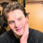 Penguins' Owen Pickering after scoring first NHL goal