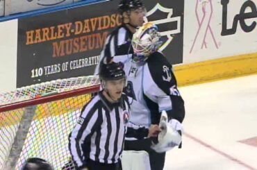 Hellberg uses his glove to make save