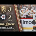 HIGHLIGHTS | Vegas Golden Knights 3, Winnipeg Jets 2, OT | Dec. 12, 2024