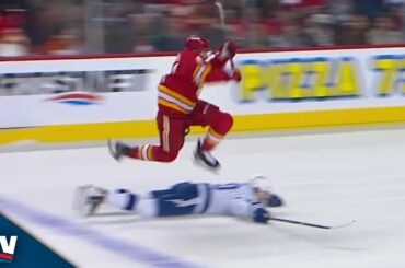 Flames' Nazem Kadri Leaps Over J.J. Moser To Fire Home Goal