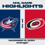 NHL Highlights | Blue Jackets vs. Hurricanes - December 15, 2024