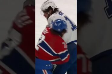 Arber Xhekaj drops the gloves with Pat Maroon.