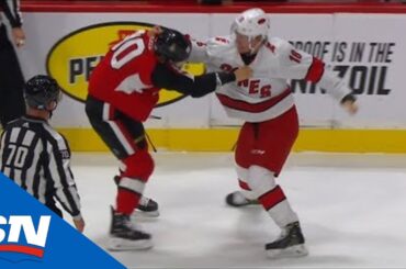 Dzingel Chucks Knuckles With Namestnikov After Some Chippiness