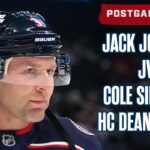 Jack Johnson, James van Riemsdyk, Cole Sillinger and Head Coach Dean Evason | Postgame Media