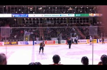 Gregg McKegg skates off after fight with Scott Sabourin - Nov. 19, 2010