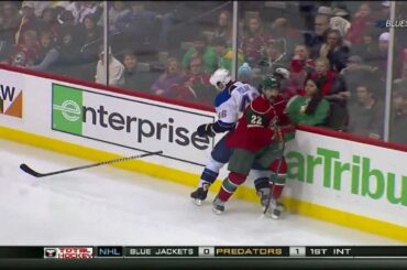 Cal Clutterbuck hits Roman Polak [HD]