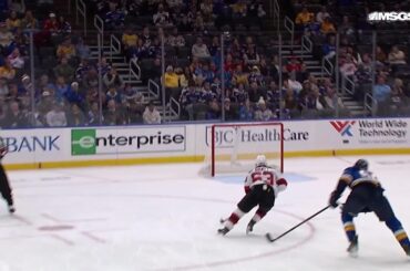 Jesper Bratt scores a goal against the St. Louis Blues