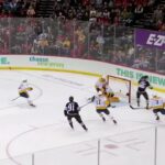 Erik Haula scores a goal against the Nashville Predators