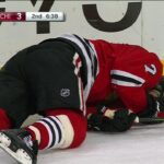 Seabrook falls hard after Martinook sweeps heels with stick