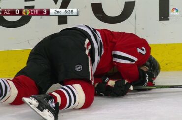 Seabrook falls hard after Martinook sweeps heels with stick