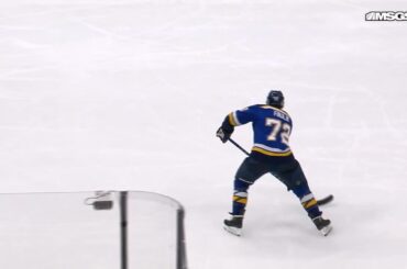 Jordan Kyrou scores a goal against the New Jersey Devils