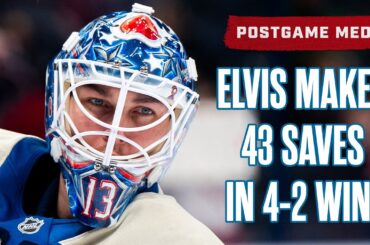 ELVIS MERZLIKINS MAKES 43 SAVES and MONAHAN Scores Twice in 4-2 W Over The Devils 😤 | Postgame Media