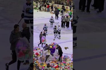 Stanislav Svozil Scores Teddy Bear Toss Goal For The Cleveland Monsters