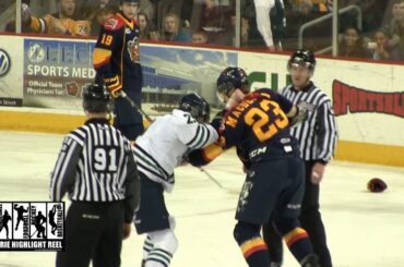 2013-14 Erie Otters Hockey - Kurtis MacDermid - Carter Sandlak Fight