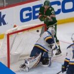 Marcus Foligno's Shot Hops Up On Binnington Before Falling Into Net
