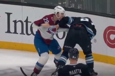 Nathan MacKinnon Drops The Gloves With Barrett Hayton