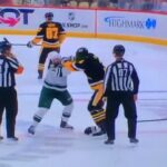 Wild #7 Brock Fabre gets into it w/Crosby & #3 Jack St. Ivany says no way bro.