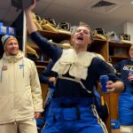 Go inside the locker room after Blues 6-2 win at the Winter Classic