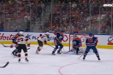 Jesper Bratt scores a powerplay goal against the Edmonton Oilers