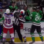 Matt Rempe received a five-minute major for elbowing and game misconduct on this hit on Heiskanen