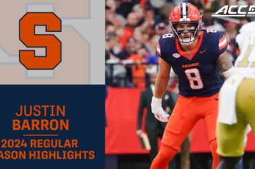 Justin Barron 2024 Regular Season Highlights | Syracuse Linebacker