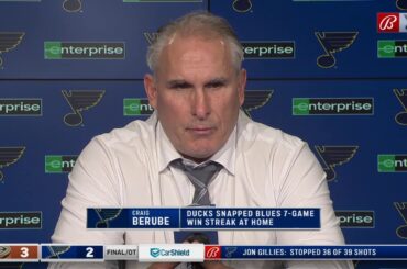 Berube: Blues, Gillies battled hard in OT loss to Ducks