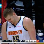 Nikola Jokic and Victor Wembanyama laugh after Jokic dunked over Wemby 😂