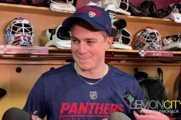 Florida Panthers Jonathan Huberdeau, Sam Montembeault and Coach Boughner | Postgame April 4th 2019