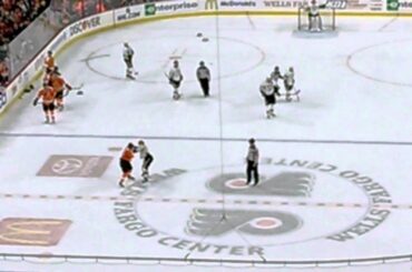 Flyers Pierre Edouard Bellemare vs Penguins Bobby Farnham 1/20/15