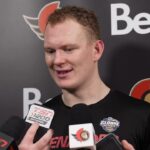 Tim Stützle, Brady Tkachuk, Anton Forsberg, Travis Green Postgame Media vs DET