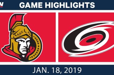 NHL Highlights | Senators vs. Hurricanes - Jan. 18, 2019