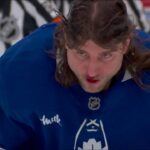 Tanev Blocks a Shot with his FACE!