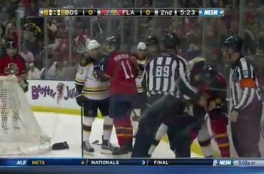 Adam McQuaid fights Alex Petrovic 4/9/15 60fps