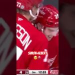 Simon Edvinsson when Albert Johansson scored his first career NHL goal 🥹🐙 #LGRW #redwings