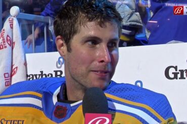 Greiss on first win as a Blue: 'Just happy to get the first one off my back'