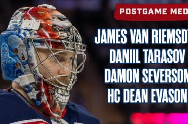 James van Riemsdyk, Daniil Tarasov, Damon Severson & HC Damon Severson, CBJ vs. NYR | Postgame Media