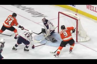 Ivan Provorov assists on Tippett's OT goal vs Blue Jackets (11 apr 2023)