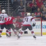 Artem Zub scores a goal against the New Jersey Devils