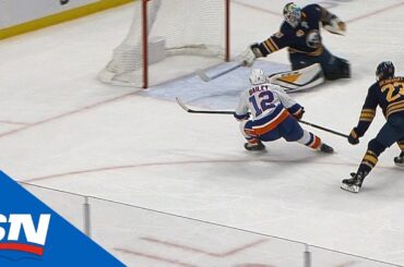 Sabres’ Carter Hutton Reaches Back With Stick To Rob Josh Bailey