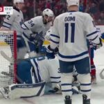 Ilya Samsonov stops Caufield's shot from close vs Canadiens (6 apr 2024)