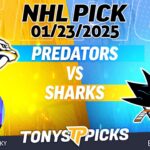 Nashville Predators vs San Jose Sharks for January 23, 2025  NHL Picks and Predictions
