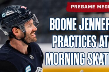 BOONE JENNER PRACTICES WITH TEAM AT MORNING SKATE  🤩
