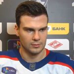 Егор Афанасьев после 2-го периода матча с ХК «Спартак». 48-й тур КХЛ-24/25