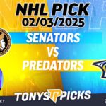Ottawa Senators vs Nashville Predators 2/3/25 NHL Pick Prediction