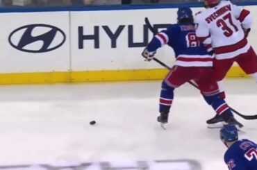 Jacob Trouba hit on Andrei Svechnikov - not even a penalty