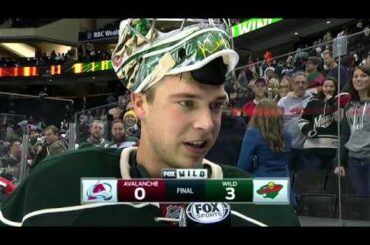 Netminder Darcy Kuemper after the Wild win vs. the Avs