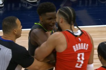 Anthony Edwards and Dillon Brooks get into it then Brooks gets called for flop 👀