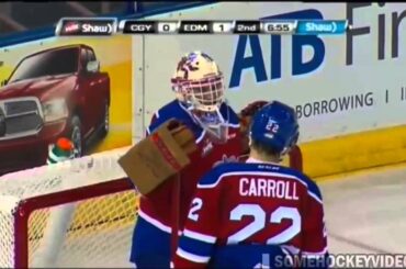 Travis Sanheim Goal After Nice Passing vs Edmonton (10/3/14)