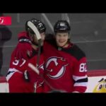 Nikita Okhotiuk scores in his first NHL game for Devils vs Sabres (21 apr 2022)
